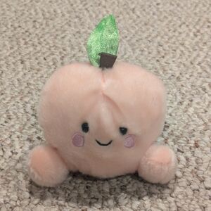 Cute Palm Pal Peach Plush Toy with Green Leaf